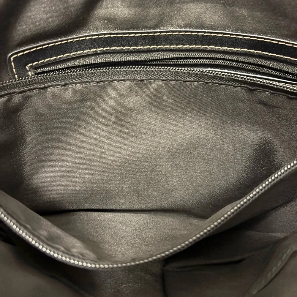Gianni Bernini Black Handbag Double Handles Metal Feet. Preowned Exc Condition